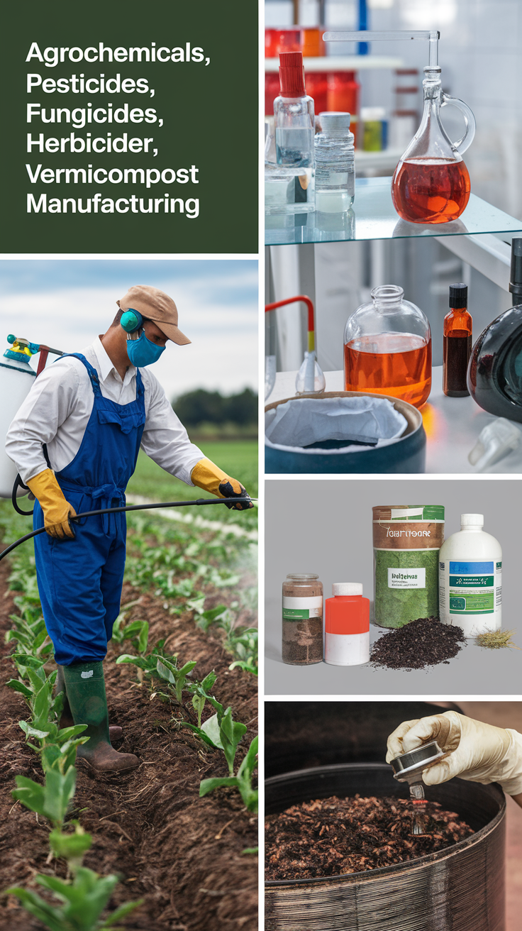 'Agrochemicals, Pesticides, Insecticides, Fungicides, Herbicides, Biofertilizer, Vermicompost Manufacturing