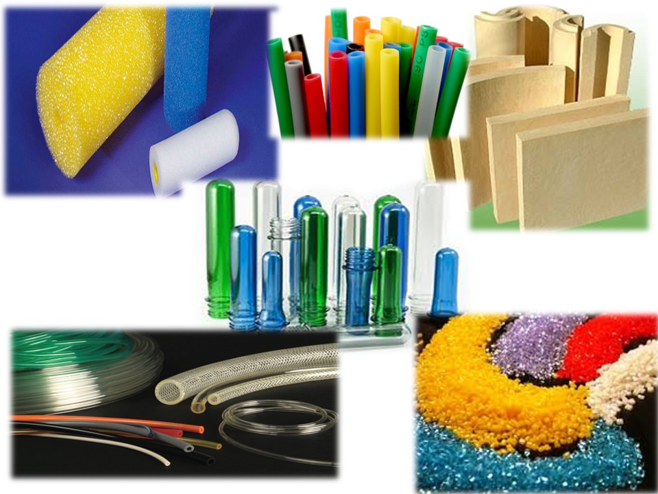 Plastics, Polymers and Resins, Polypropylene (PP), Polystyrene (PS), Acrylonitrile butadiene styrene (ABS), Polyethylene terephthalate (PET), Polyester, PA, Poly(vinyl chloride) (PVC), Polyurethanes (PU), Polycarbonate (PC), Polyethylene (PE)