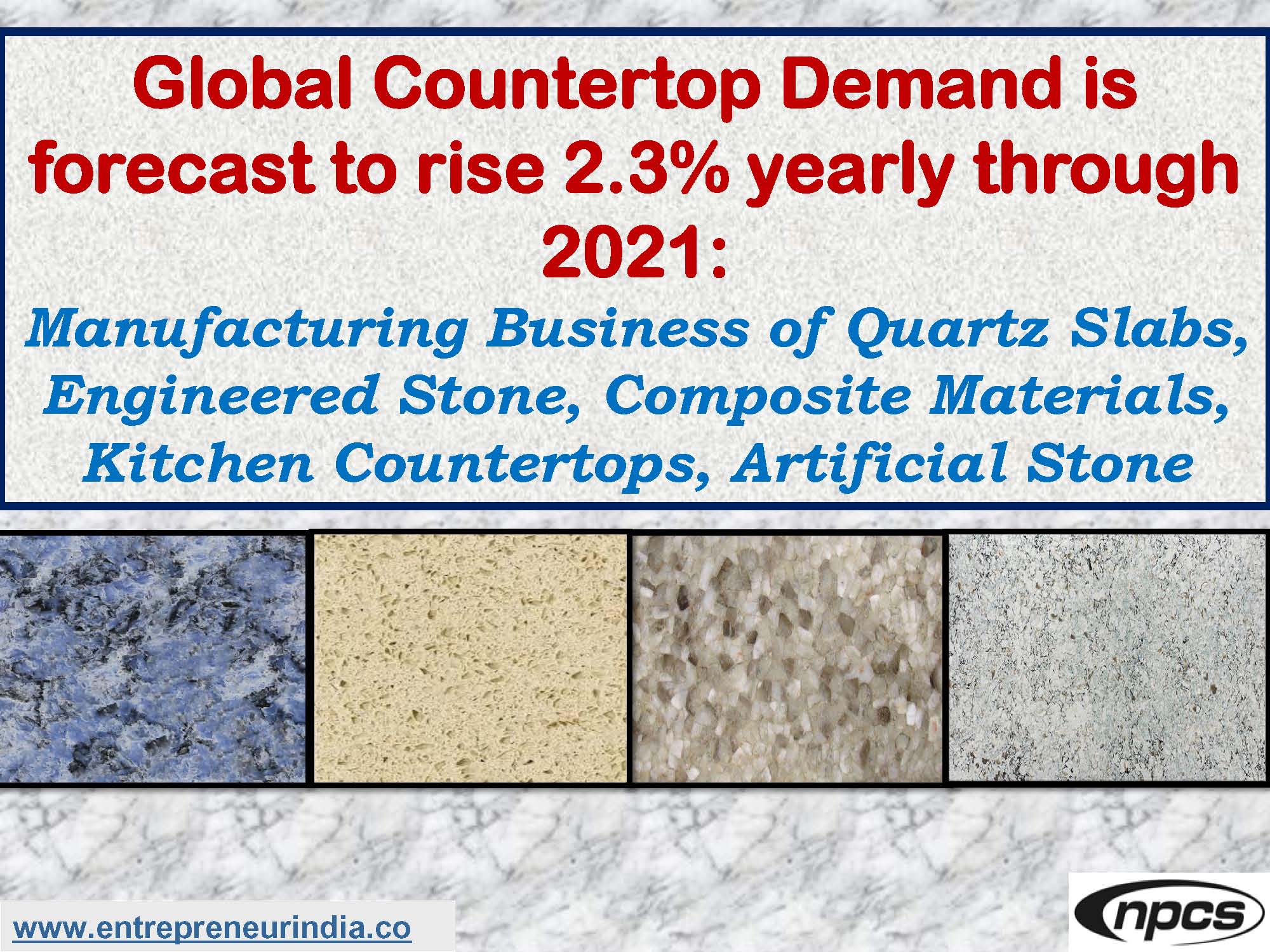 Global Countertop Demand is forecast to rise 2.3% yearly through 2021