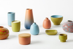 Heath Summer Seasonal 2020 Collection
available in stores and online April 1 - September 30, 2020

Items in photo from left to right:
Bud Vase in Grove
Bulb Vase in Mars
Tall Tumbler in Wave Gloss/Wave
Candle Cup in Grove
Mini Container in Desert
Large Cone Vase
Bud Vase in Wave
Bud Vase in Desert
4x4 Condiment Tray in Grove
Chez Panisse Cafe Bowl in Wave/Grove
Candleholder in Grove
Bulb Vase in Neptune
Bud Vase in Desert