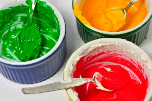 Food colourings for traditional Christmas biscuits.
