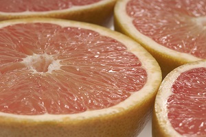 Halved grapefruits, close-up